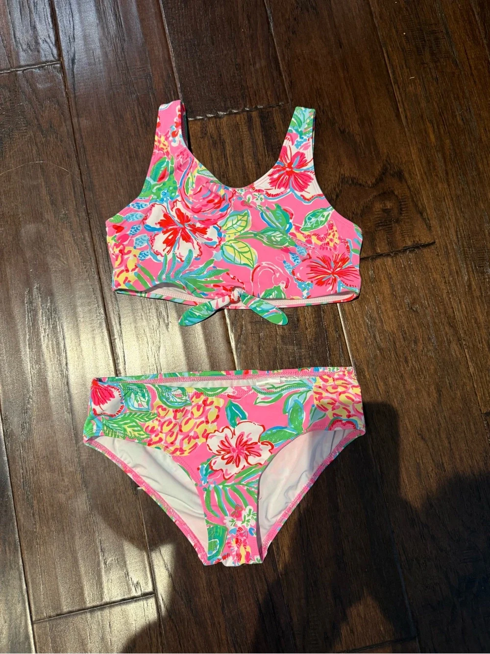 Lilly Pulitzer Pink Tropical Floral Girls Two-Piece Bikini
